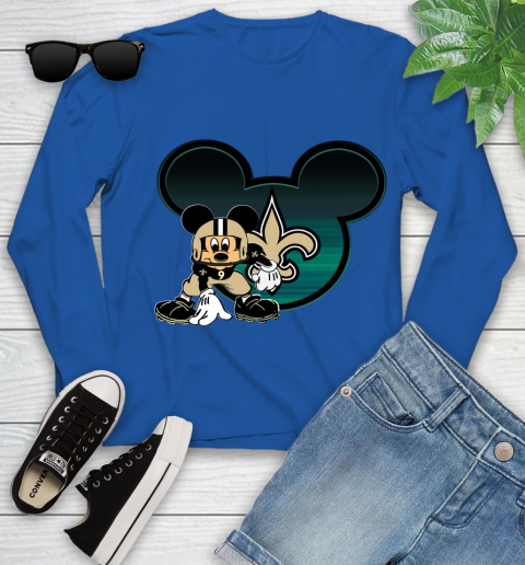NFL New Orleans Saints Mickey Mouse Disney Football T Shirt Youth Long Sleeve 9