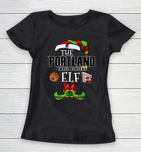 Portland Trail Blazers Christmas ELF Funny NBA Women's T-Shirt