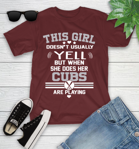 Chicago Cubs MLB Baseball I Yell When My Team Is Playing Youth T-Shirt 14