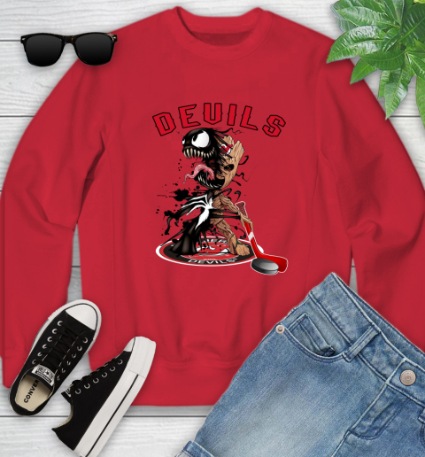 NHL New Jersey Devils Hockey Venom Groot Guardians Of The Galaxy Youth Sweatshirt 9