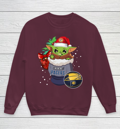 Indiana Pacers Christmas Baby Yoda Star Wars Funny Happy NBA Youth Sweatshirt 5