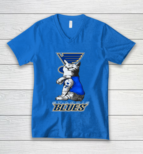 NHL My Cat Loves St.Louis Blues Hockey V-Neck T-Shirt 5