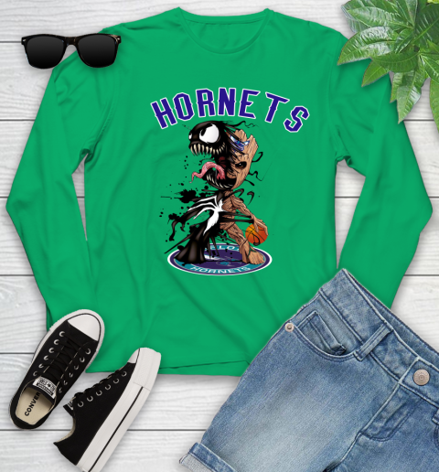 NBA Charlotte Hornets Basketball Venom Groot Guardians Of The Galaxy Youth Long Sleeve 6