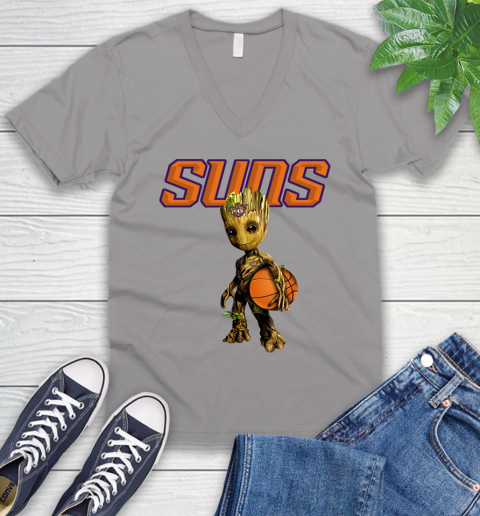 Phoenix Suns NBA Basketball Groot Marvel Guardians Of The Galaxy V-Neck T-Shirt 4
