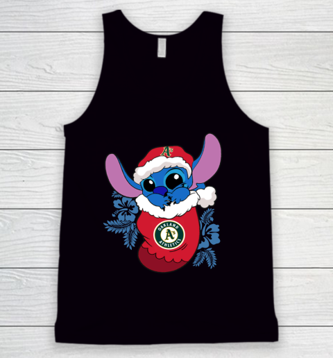 Oakland Athletics Christmas Stitch In The Sock Funny Disney MLB Tank Top