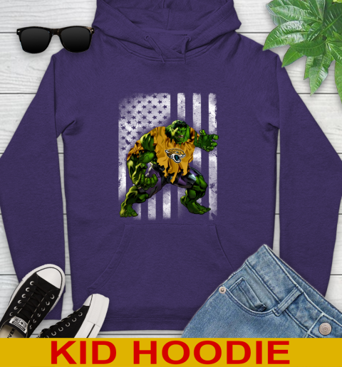 Jacksonville Jaguars Hulk Marvel Avengers NFL Football American Flag Youth Hoodie 5