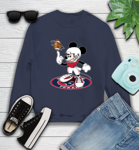 NFL Football Houston Texans Cheerful Mickey Disney Shirt Sweatshirt 3