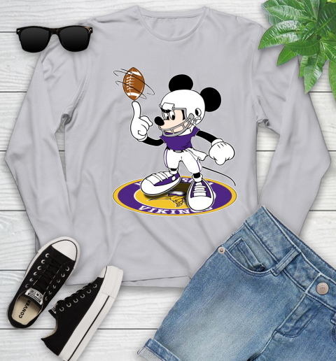 NFL Football Minnesota Vikings Cheerful Mickey Disney Shirt Youth Long Sleeve 5