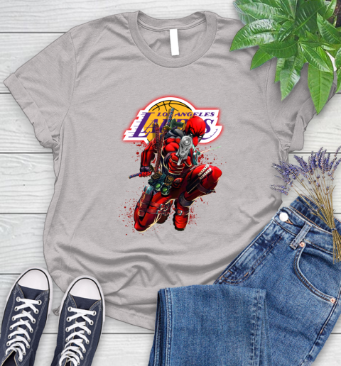 NBA Deadpool Marvel Comics Sports Basketball Los Angeles Lakers Women's T-Shirt 10