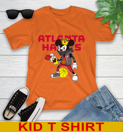 Atlanta Hawks NBA Basketball Mickey Peace Sign Sports Youth T-Shirt 7