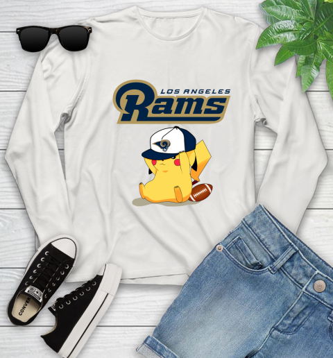 NFL Pikachu Football Sports Los Angeles Rams Youth Long Sleeve 12