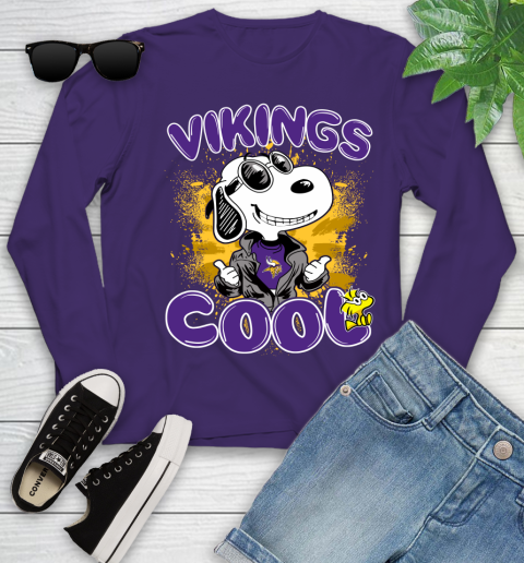 NFL Football Minnesota Vikings Cool Snoopy Shirt Youth Long Sleeve 4