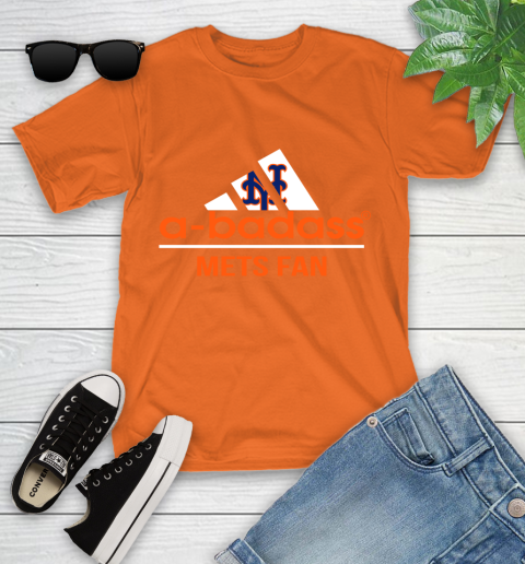 MLB A Badass New York Mets Fan Adidas Baseball Sports Youth T-Shirt 9