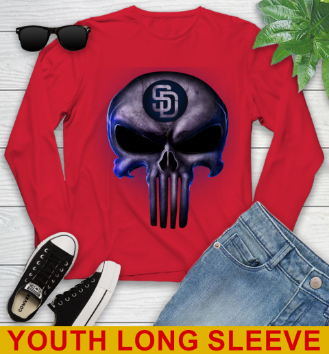 San Diego Padres MLB Baseball Punisher Skull Sports Youth Long Sleeve 11
