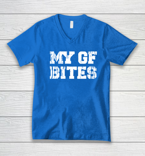 My Gf Bites V-Neck T-Shirt 4