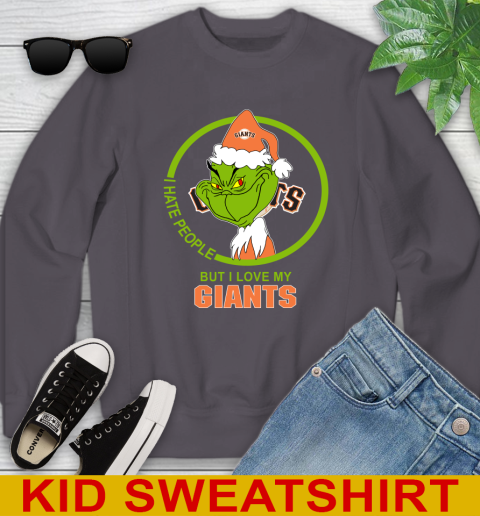 San Francisco Giants MLB Christmas Grinch I Hate People But I Love My Favorite Baseball Team Youth Sweatshirt 6