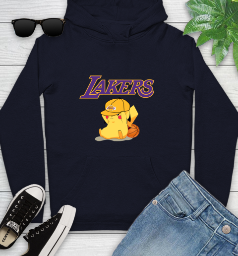 NBA Pikachu Basketball Sports Los Angeles Lakers Youth Hoodie 4