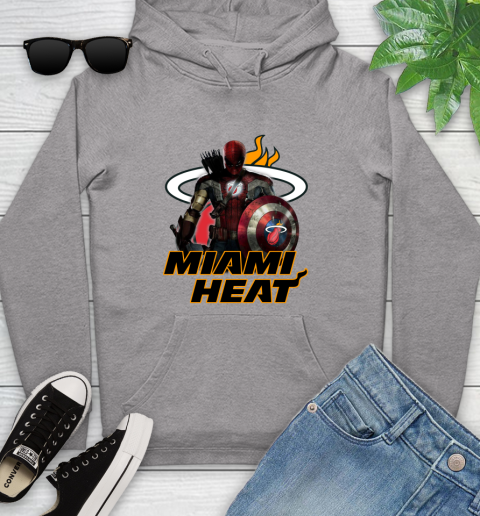 Miami Heat NBA Basketball Captain America Thor Spider Man Hawkeye Avengers Youth Hoodie 6