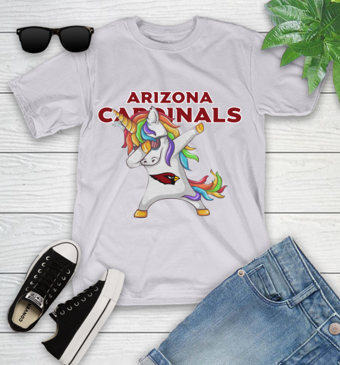 Arizona Cardinals NFL Football Funny Unicorn Dabbing Sports Youth T-Shirt 4