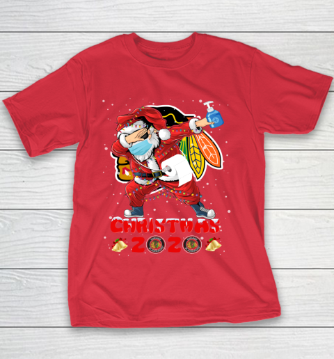 Chicago Blackhawks Funny Santa Claus Dabbing Christmas 2020 NHL Youth T-Shirt 7