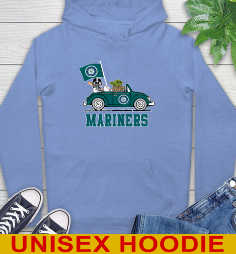 MLB Baseball Seattle Mariners Darth Vader Baby Yoda Driving Star Wars Shirt Hoodie 11