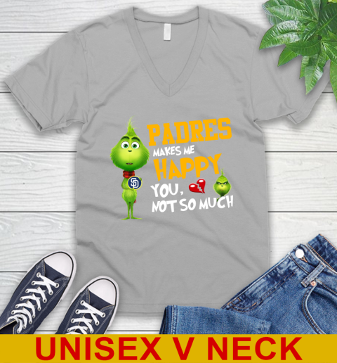 MLB San Diego Padres Makes Me Happy You Not So Much Grinch Baseball Sports V-Neck T-Shirt 3