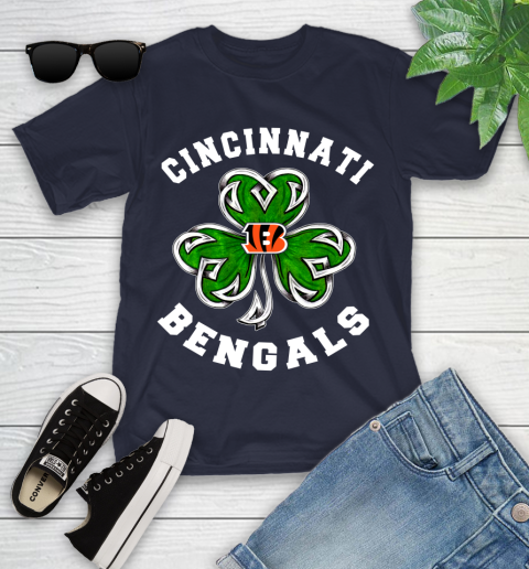 NFL Cincinnati Bengals Three Leaf Clover St Patrick's Day Football Sports Youth T-Shirt 2