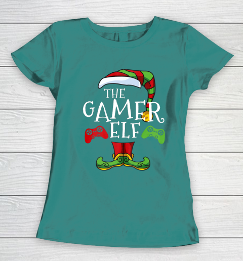 Gamer Elf Family Matching Christmas Funny Gaming Pajama Women's T-Shirt 10