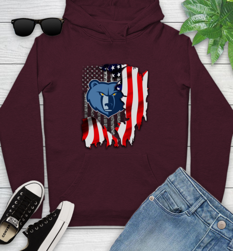 Memphis Grizzlies NBA Basketball American Flag Youth Hoodie 7