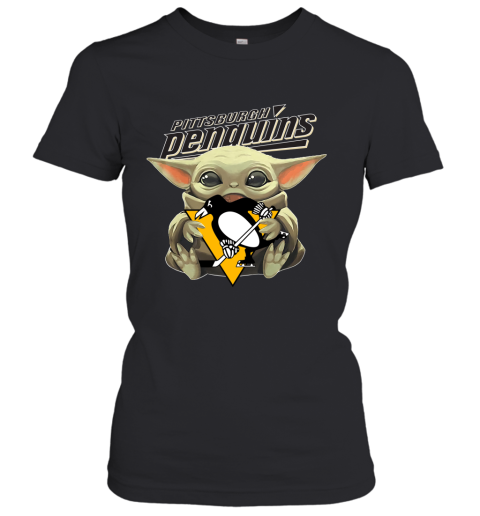 Baby Yoda Hugs The Pittsburgh Penguins Ice Hockey Women's T-Shirt