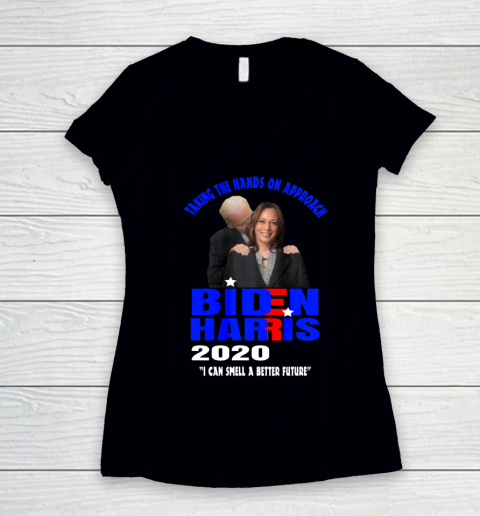 Anti Joe Biden Kamala Harris Hands On Can Smell The Future Women's V-Neck T-Shirt