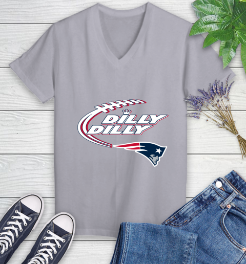 NFL New England Patriots Dilly Dilly Football Sports Women's V-Neck T-Shirt 4