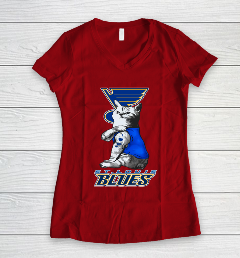 NHL My Cat Loves St.Louis Blues Hockey Women's V-Neck T-Shirt 8