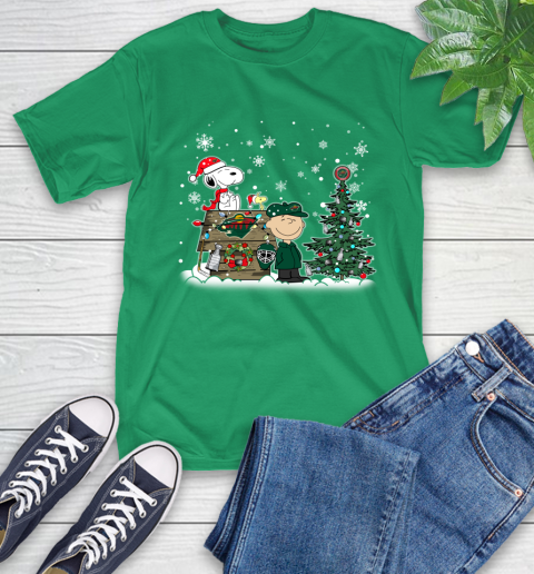 NHL Minnesota Wild Snoopy Charlie Brown Woodstock Christmas Stanley Cup Hockey T-Shirt 7
