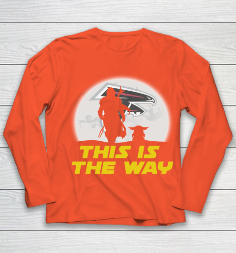 Atlanta Falcons NFL Football Star Wars Yoda And Mandalorian This Is The Way Youth Long Sleeve 3