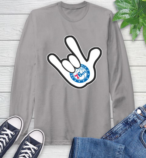 Philadelphia 76ers NBA Basketball Mickey Rock Hand Disney Long Sleeve T-Shirt 7 Philadelphia 76ers NBA Basketball Mickey Rock Hand Disney Long Sleeve T-Shirt - Image 7