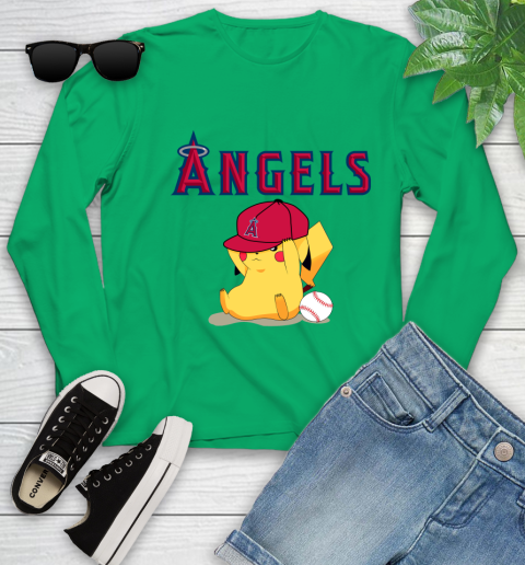 MLB Pikachu Baseball Sports Los Angeles Angels Youth Long Sleeve 6