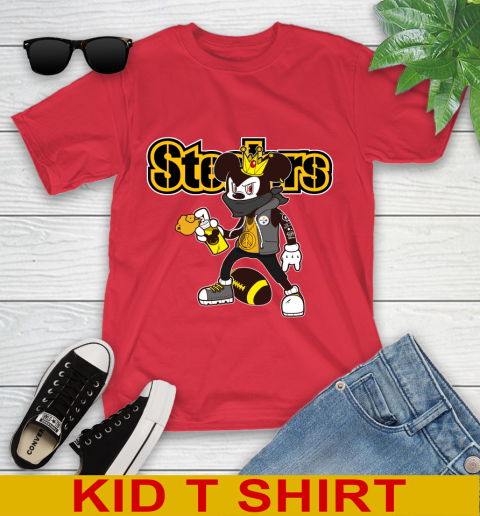 Pittsburgh Steelers NFL Football Mickey Peace Sign Sports Youth T-Shirt 10