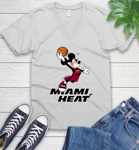 NBA Basketball Miami Heat Cheerful Mickey Mouse Shirt V-Neck T-Shirt 2
