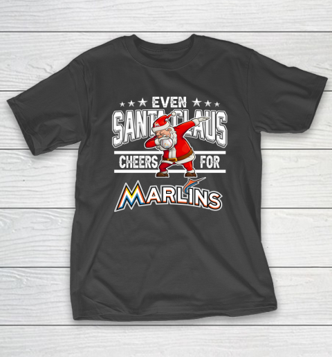 Miami Marlins Even Santa Claus Cheers For Christmas MLB T-Shirt