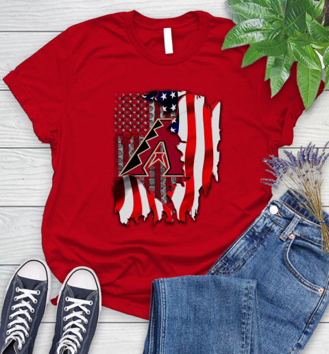 Arizona Diamondbacks MLB Baseball American Flag Women's T-Shirt 13