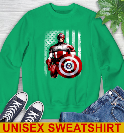Washington Nationals MLB Baseball Captain America Marvel Avengers American Flag Shirt Sweatshirt 8