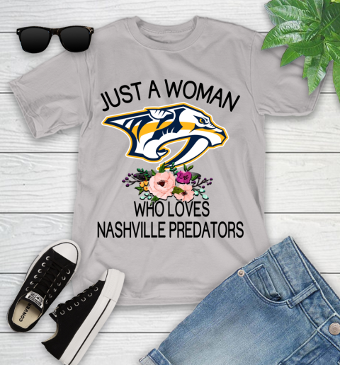 NHL Just A Woman Who Loves Nashville Predators Hockey Sports Youth T-Shirt 10