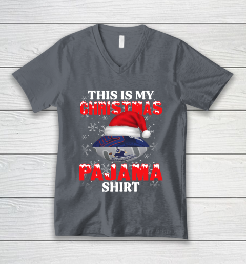New York Giants This Is My Christmas Pajama Shirt NFL V-Neck T-Shirt 4