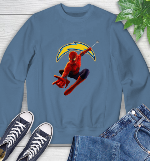NFL Spider Man Avengers Endgame Football Los Angeles Chargers Sweatshirt 8 NFL Spider Man Avengers Endgame Football Los Angeles Chargers Sweatshirt - Image 8