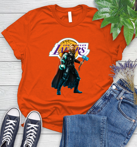NBA Thor Avengers Endgame Basketball Los Angeles Lakers Women's T-Shirt 4