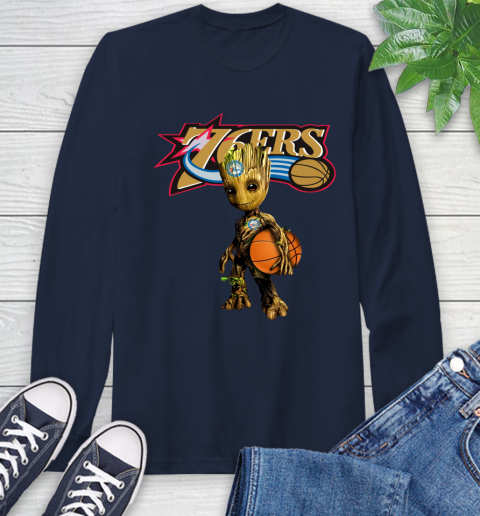 Philadelphia 76ers NBA Basketball Groot Marvel Guardians Of The Galaxy Long Sleeve T-Shirt 4