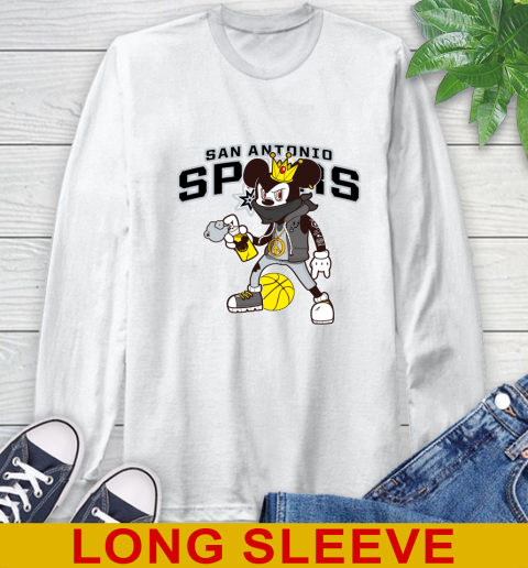 San Antonio Spurs NBA Basketball Mickey Peace Sign Sports Long Sleeve T-Shirt