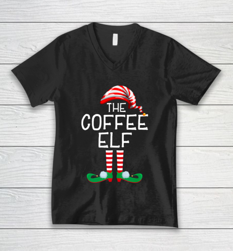 Coffee Elf Family Matching Group Christmas Gift Mom Dad V-Neck T-Shirt