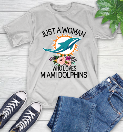 NFL Just A Woman Who Loves Miami Dolphins Football Sports T-Shirt